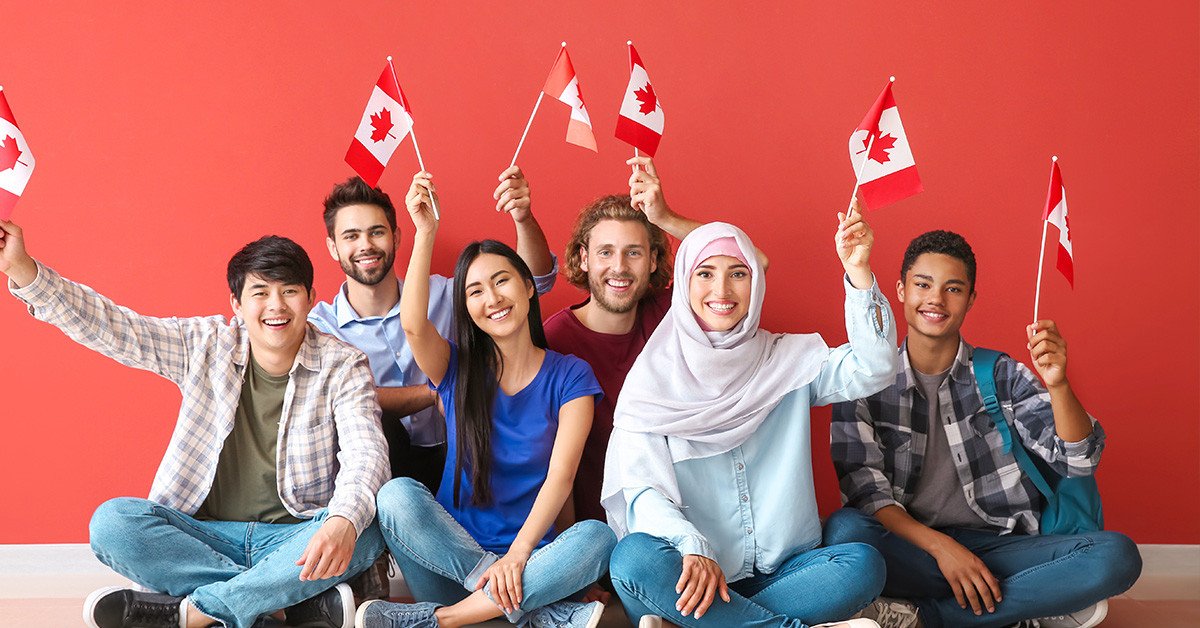 Canadian Citizens And Residents Waving Flags